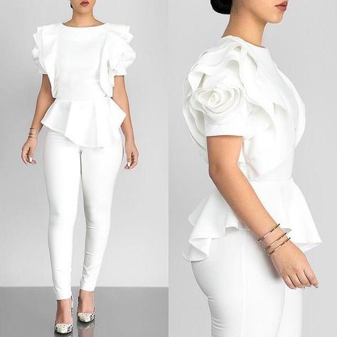 e6d8545daa42d5ced125a4bf747b3688desc42108495ri Petal Sleeves, Slim Blouse, Petal Sleeve, Elegant Blouses, Short Sleeve Pattern, Sleeves (women), Classy Women, Women's Summer Fashion, Elegant Woman