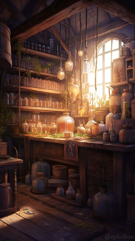 Wizard Shop Concept Art, Fantasy Medical Room, Fantasy Home Interior Concept Art, Apothecary Concept Art, Potion Shop Concept Art, Acotar Family, Dnd Apothecary, Fantasy Medicine, Alchemy Tools