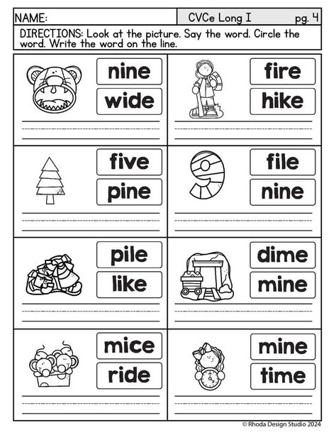 Long I Worksheets: Free CVCe Word Work Silent E Worksheets Free First Grade, Long Vowel I Worksheet, Long I Worksheets, Cvce Worksheets, Vowels Worksheet, Long Vowel Worksheets, Digraphs Worksheets, Structured Literacy, Letter Blends