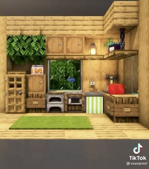 Minecraft Outdoor Decor, Villa Minecraft, Minecraft House Decor, Interior Design Minecraft, Minecraft House Interior, Minecraft Kitchens, Case Minecraft, Minecraft Decoration, Rumah Minecraft Sederhana