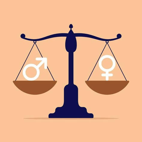 Concept of gender equality. Scales with two bowls with male and female symbols showing an equality and perfect balance between the sexes. Vector illustration. Gender Equality Aesthetic, Gender Equality Symbol, Gender Equality Drawing, Gender Drawing, Gender Equality Illustration, Equality Drawing, Equality Illustration, Equality Symbol, Scale Illustration