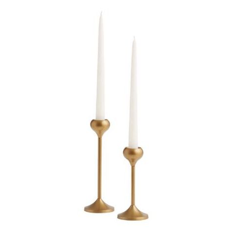 Gold Talia Taper Candleholder | World Market Gold Taper Candle Holders, Gold Taper Candles, Gold Candle Holder, Glass Pillar Candle Holders, Classic Taper, Glamorous Decor, Gold Candle Holders, Gold Candle, Rustic Candle Holders