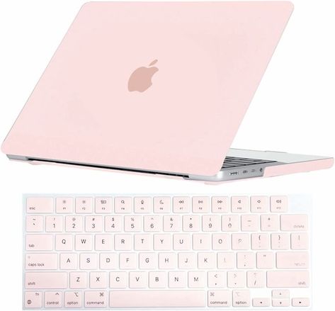 Sushi List, Pink Apple Laptop Aesthetic, Macbook Air Rose Gold Aesthetic, Cute Macbook Case, Coquette Macbook, Macbook Case Aesthetic, Macbook Ideas, Pink Macbook Case, Macbook Keyboard Cover