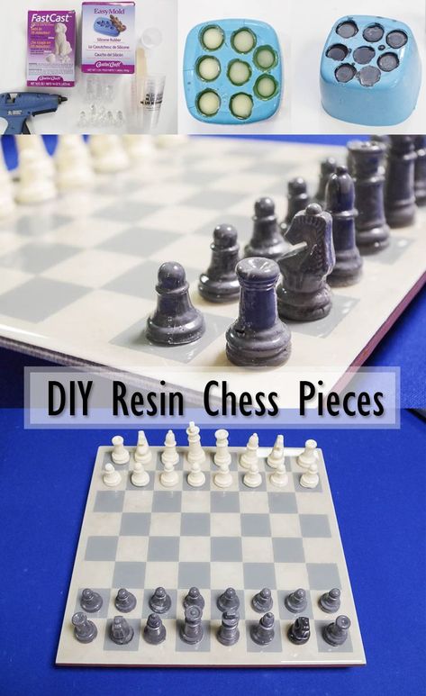 DIY Resin Chess Pieces - Check out part 2 of the Resin Chess Set series; making the pieces! Use EasyMold Silicone Rubber to create a mold, then make endless castings with FastCast! via @resincraftsblog Diy Chess Set, Resin Chess Pieces, Resin Chess Set, Molds For Resin, Epoxy Resin Diy, Using Resin, Resin Products, Resin Polymer Clay, Diy Resin Projects