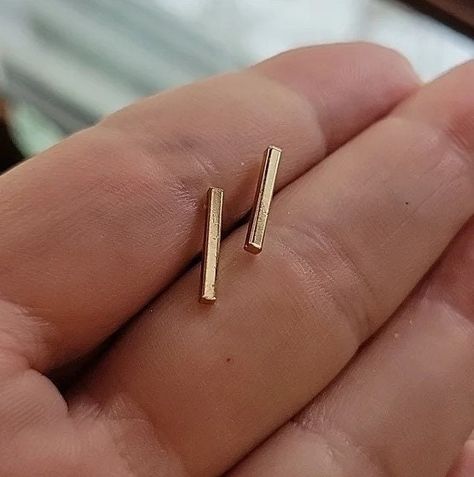 Excited to share the latest addition to my #etsy shop: Gold Bar Earrings- Bar Stud Earrings - Sterling Silver Stud - Minimalist Jewelry - Tiny Bar Studs https://etsy.me/3y0k4bV #silver #birthday #thanksgiving #rectangle #lovefriendship #gold #women #pushback #minimalis Mens Silver Earrings, Gold Earrings Models, Silver Birthday, Gold Bar Earrings, Birthday Thanksgiving, Simple Stud Earrings, Mini Studs, Bar Stud Earrings, Bar Studs