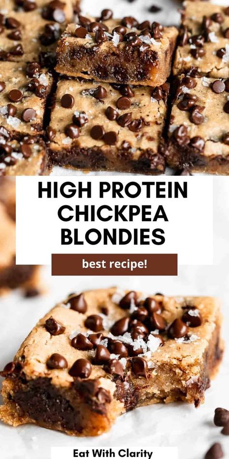 Peanut Butter Chickpea, Protein Vegan Meals, High Protein Vegan Meals, Chickpea Blondies, Peanut Butter Blondies, Protein Vegan Recipes, High Protein Cookies, Vegan High Protein, Vegan Protein Recipes