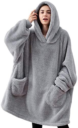 Bedsure Oversized Wearable Blanket Hoodie - Fluffy Fleece Adults Hoody Blanket for Men & Women, Comfy Snuggle Hoodie Blanket Gift for Her, Gift for Women, Grey, 95x85cm : Amazon.co.uk: Home & Kitchen Big Hoodies, Pajama Fashion, Sweatshirt Blanket, Cute Sleepwear, Blanket Sweater, Blanket Hoodie, Hoodie Blanket, Wearable Blanket, Hooded Blanket