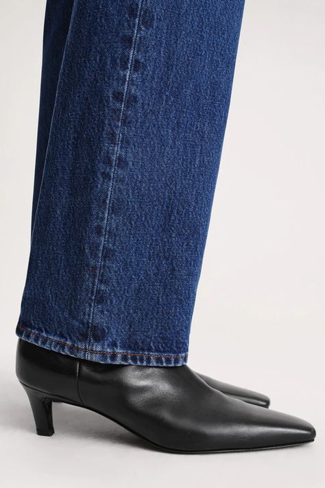 Best Black Ankle Boots | SheerLuxe Black Square Toe Boots Outfit, Square Toe Boots Outfit, Black Square Toe Boots, The Round Up, Pointed Ankle Boots, Thought Daughter, Pointed Boots, Mid Heel Boots, Wishlist 2024