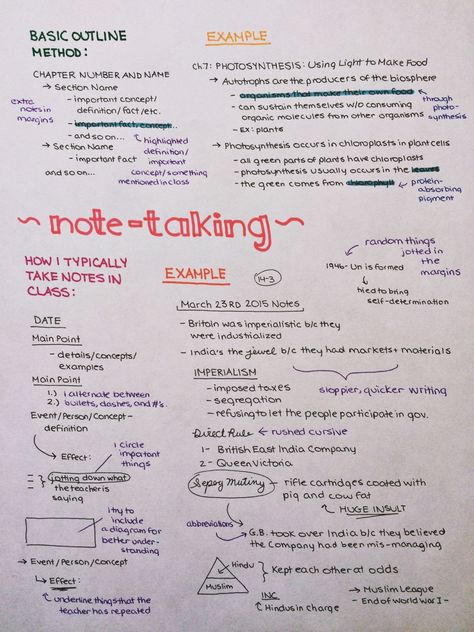 cw0630: “How I write outlines/take notes, for those of you that were asking :) ”