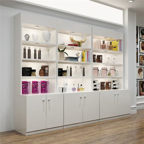 Salon Products Display, Cabinet Partition, Store Furniture, Cosmetic Display, Perfume Store, Centre Commercial, Display Cabinet, Wall Display, Display Shelves