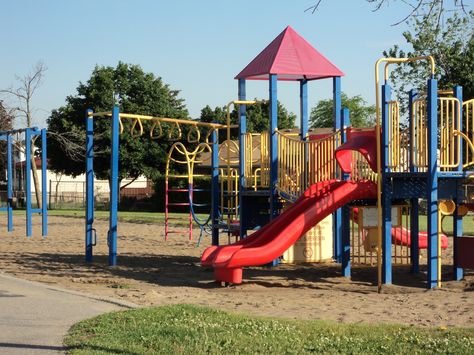 School Playground Aesthetic, Small Playground Ideas, Playground Reference, Park Playground Aesthetic, 90s Playground, Nostalgic Playground, Kidcore Playground, Playground Nostalgia, Abandoned Playground