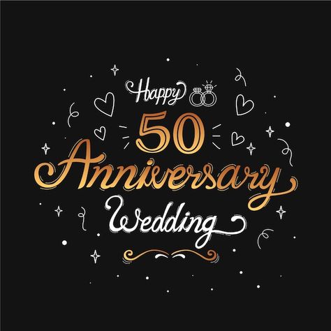 Free vector hand drawn golden wedding an... | Free Vector #Freepik #freevector #wedding-love #wedding-anniversary #golden-wedding #wedding-lettering Anniversary Letter, Happy 50th Anniversary, Neon Nail Designs, Happy Wedding Anniversary, Diwali Images, Golden Wedding Anniversary, Angel Number Meanings, Golden Anniversary, Happy 50th