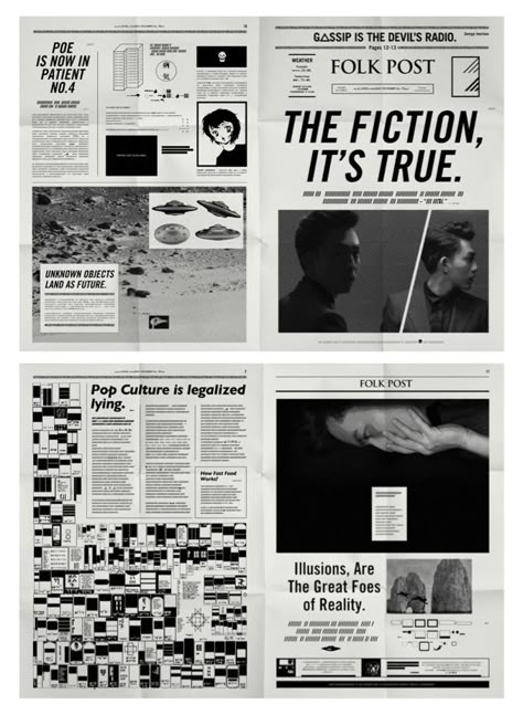 Yoga LIN Fiction | newspaper Black And White Publication Design, Newspaper Layout, Typography Posters, Editorial Design Layout, Zine Design, 타이포그래피 포스터 디자인, Newspaper Design, Text Layout, Publication Design