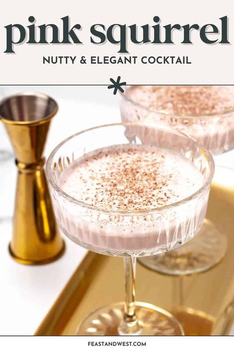 This pretty pink drink is perfect for bachelorette parties, bridal showers, and so much more! It’s fun, elegant and absolutely delicious. https://feastandwest.com/pink-squirrel-cocktail/ Pink Squirrel Drink, Champagne Cocktail Recipes, After Dinner Cocktails, Funny Cocktails, Pink Squirrel, Frozen Cocktail, Frozen Drink, Easy Cocktail, Mocktail Recipes