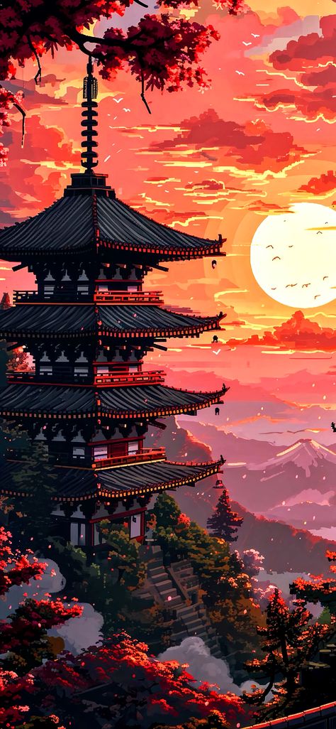 Pics Of People, Pixel Art Landscape, Samurai Wallpaper, Pixel Art Background, Aesthetic Wallpaper Iphone, Arte 8 Bits, Dreamy Artwork, 2160x3840 Wallpaper, 8bit Art