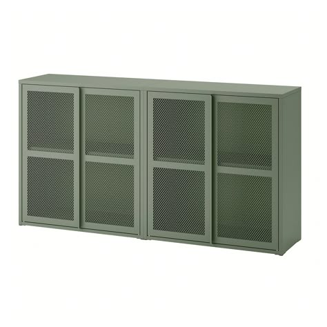 IVAR cabinet with doors, grey-green mesh, 160x30x83 cm (63x113/4x325/8") - IKEA Ivar Storage, Ikea 2023, Ikea Sweden, Ivar Cabinet, Fire Home, Ikea Pantry, Outdoor Storage Units, Ikea Ivar, Kids Flooring