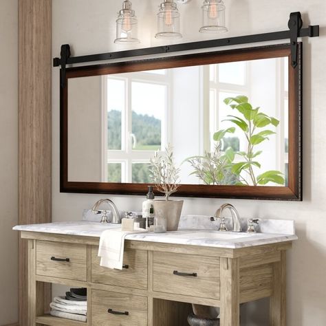 A gorgeous mirror you can hang in your bathroom — or just about anywhere else, for that matter. It's a showstopper and sure to elevate any room you place it in. Vinyl Wall Panels, Vanity Set With Mirror, Double Vanity Bathroom, Double Bathroom Vanity, Broken Glass, Wood Panel Walls, Bathroom Vanity Set, Rustic Bathroom, Bathroom Vanity Mirror