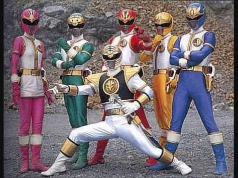 BASED ON A POPULAR JAPANESE SHOW. Super Sentai was created by Toei Studios in 1975. The first iteration lasted two years, but afterward, the Rangers got a new theme every year. Japanese kids got to watch Five Rangers; Turbo Rangers; Goggle Five Rangers; Battle Fever J Rangers; Ninja Rangers; and King Rangers.  America’s Power Rangers were based on the Beast Rangers of the Dinosaur Corps, the 16th version of Toei’s Rangers. According to the Los Angeles Times, Toei chose that theme “to ride on... Gosei Sentai Dairanger, Green Power Ranger, Kun Aguero, All Power Rangers, Japanese Show, Japanese Kids, Power Rangers Art, Go Go Power Rangers, Mighty Morphin Power Rangers