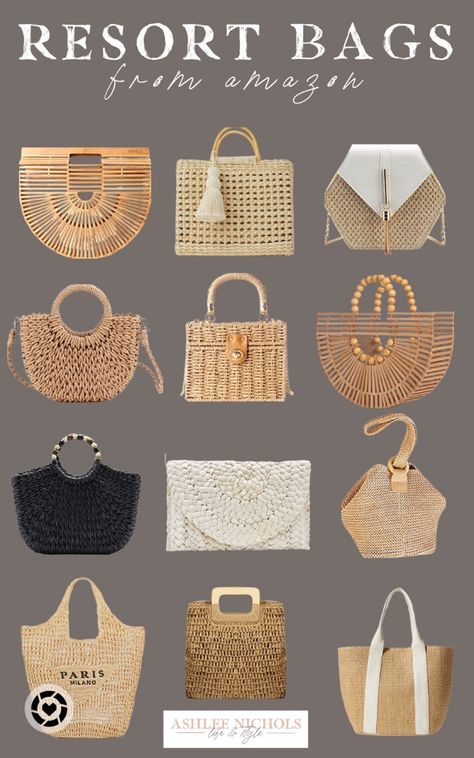 Straw Bag Outfit, Woven Beach Bags, Resort Accessories, Vacation Bag, Modest Summer, Straw Tote Bag, Wicker Bags, Rattan Bag, Straw Bags