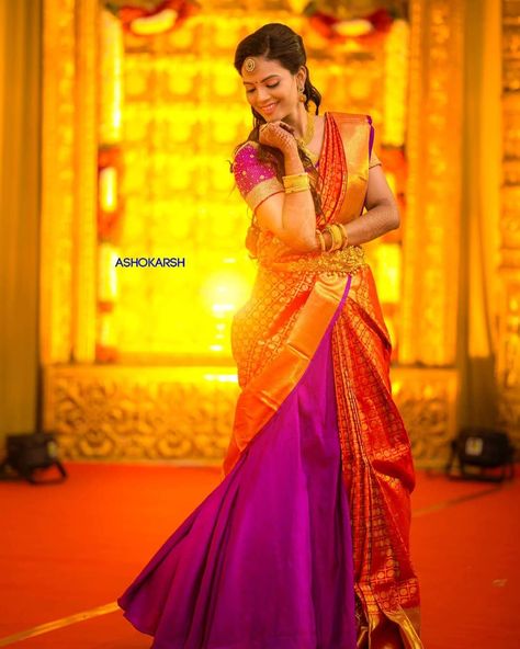 The Bride ❤️ . . Shot by @ashokarsh . . Now Hire your favourite wedding vendors with exclusive packages with us Half Saree Poses, Bride Stills, Half Saree Stills, Saree Ceremony, Marriage Stills, Saree Function, Indian Bride Photography, Indian Bride Poses, Saree Stills