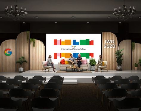 Event Concept Ideas Inspiration, Stage Ideas Design Event, Google Stage Design, Conference Event Stage Design, Wooden Stage Design, Conference Set Up, Event Stage Design Ideas Creative, Cool Stage Design, Stage Backdrop Ideas Events