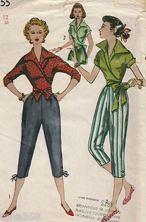 1950s capri-pants patterns  1950's Vintage Fashion Inspiration For Vintage Expert Kate Beavis, blogger, writer and speaker on homes, fashion, weddings and lifestyle. #1950sfashion #fiftiesfashion #1950s #vintage #vintagefashion #fifties #1950svintagefashion #retrofashion #retro #katebeavis #vintageexpert 1950s Style Outfits, 40s Mode, 50s Womens Fashion, 1950 Style, 1950s Vintage Fashion, 1950s Fashion Women, 50s Women, Plus Zise, Patron Vintage