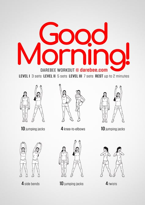 Good Morning! Workout Darebee Morning Workout, Morning Cardio Workout, Workouts For Morning, Good Morning Workouts, Good Morning Workout Exercises, Good Morning Sport, Daily Morning Exercise, Good Morning Workout, Good Morning Exercise