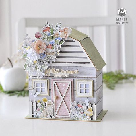 3d Farmhouse Coloring Spring, Paper House Template, Paper House, Album Diy, Shaped Cards, Mini Scrapbook, Paper Art Craft, 3d Paper Crafts, House Ornaments