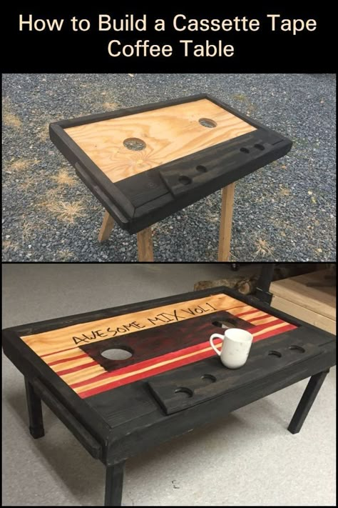 Diy Cassette, Unique Furniture Design, Deco Originale, Unique Coffee Table, Funky Furniture, Diy Table, Cassette Tape, Music Room, Something Unique