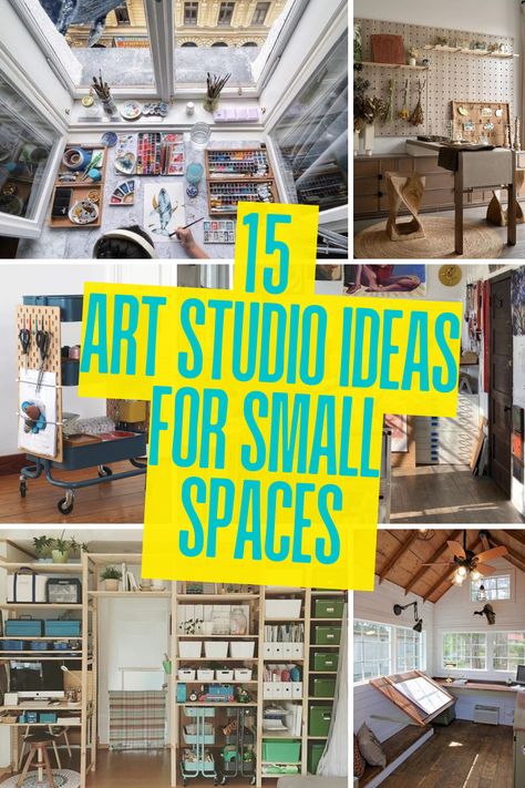 Got a tiny space but big artistic dreams? These 15 space-saving art studio ideas are perfect for small spaces! From compact desks to vertical storage solutions, these tips will help you create a functional and inspiring art corner on a budget. Organize your supplies, maximize your workspace, and bring your creative visions to life, even in the coziest rooms. Check out the full list and start designing your dream studio today! Storage For Art Studio, Workroom Ideas Small Spaces, Artist Desk Workspaces Art Spaces, Art Studio On A Budget, Bonus Room Art Studio, Art Supply Storage Ideas Diy, Tiny Artist Studio, Organizing Art Supplies Small Spaces, Art Area For Adults