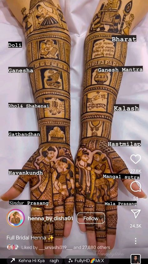 Bride In Mehndi, Mehndi Design For Marriage, Mehandi Designs For Hands Bridal Mehndi, Front And Back Bridal Mehndi Design, Mehendi Bride Design, Bride Design Mehendi, Mendi Design Modern Bridal, Bridal Mehndi Design Unique, Bhai Engagement Mehndi Designs