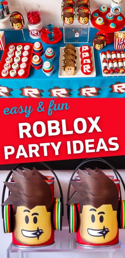 Best Ever Roblox Birthday Party (2021) | Parties Made Personal Roblox Birthday Party Favor Ideas, 8 Bday Party Ideas, Roblox Party Bags, Roblox Themed Birthday Party Decoration, Roblox Birthday Party Food Ideas, Roblox Party Theme Ideas, Roblox Party Favors Ideas, 9 Birthday Party Ideas Boy, Birthday Roblox Party Ideas