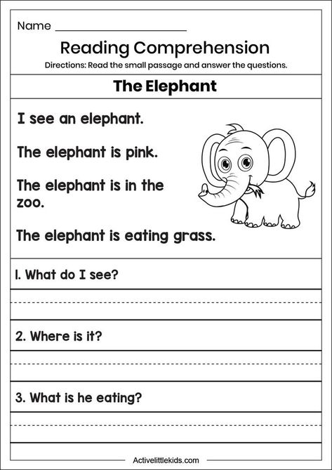 Kindergarten Reading Comprehension Worksheets, First Grade Worksheets Free Printables Reading, Reading Comprehension Kindergarten Free Worksheets, First Grade Worksheets Reading, Pre K Reading Worksheets, Reading 2nd Grade Worksheets, Reading And Comprehension For Grade 1, Comprehension For Kindergarten, 1st Grade Comprehension Worksheets Free