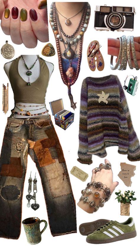 yk all the buzzwords grunge, fairy, earthy, hippie, academia, stoner, cottagecore, blah blah blah Grunge Hippie Outfits, Hippie Grunge Outfits, Lavender And Blonde Hair, Earthy Outfits Aesthetic, Hippie Academia, Fairy Grunge Outfit, Grunge Fits, Cottagecore Outfit, Mode Hippie