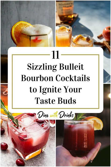 Collage of 4 bulleit bourbon cocktails. Bulleit Bourbon Cocktails, Burbon Drinks, Bourbon Drinks Recipes, Bourbon Cocktail Recipe, Whiskey Recipes, Bulleit Bourbon, Bourbon Cocktail, Bourbon Tasting, Bourbon Drinks