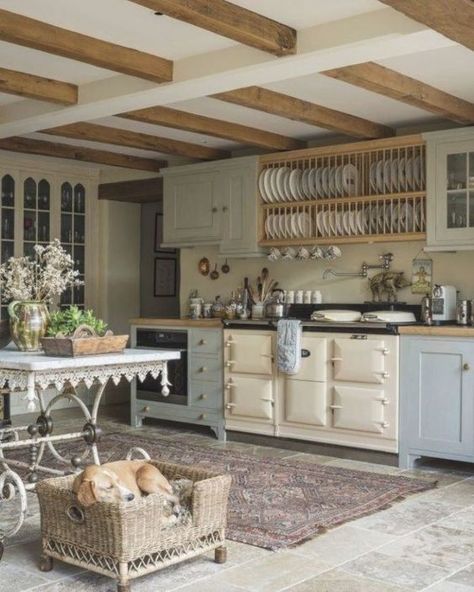 What is Cottage Style? | Stone Cottage Home Cream Aga, Aga Kitchen, Country House Kitchen, French Country Decorating Kitchen, Country Cottage Kitchen, Country Kitchen Designs, French Country Kitchens, Country House Interior, Cottage Kitchens