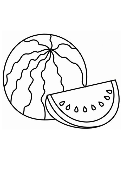 Printable Free Watermelon Coloring Pages Watermelon Outline, Rose Outline Drawing, Watermelon Coloring, Watermelon Drawing, Fruit Sketch, Superhero Coloring Pages, Kindergarten Coloring Pages, Cake Drawing, Superhero Coloring