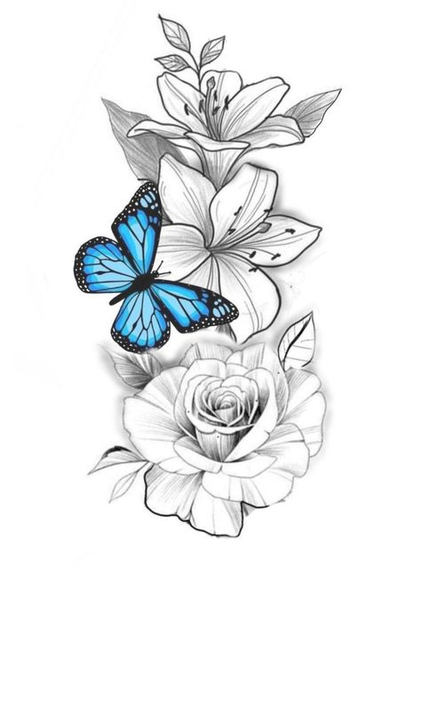 Two Roses And Butterfly Tattoo, Flowers And Butterflies Tattoos, Rose Butterfly Tattoo, Butterfly Thigh Tattoo, Rose And Butterfly Tattoo, Butterfly With Flowers Tattoo, Butterfly Tattoo Stencil, Rose Drawing Tattoo, Tattoo Coloring Book