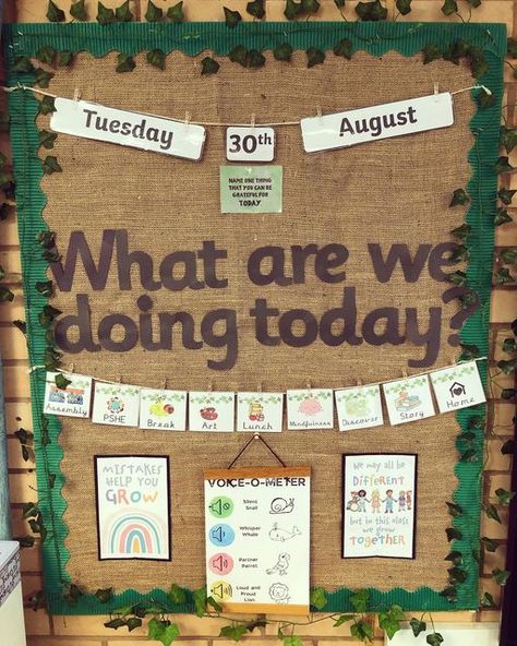 Days Of The Week Display Classroom, Date Display For Classroom, Sen Classroom Display Ideas, Date Display Classroom, Sen Display Boards, Classroom Displays Preschool, Nursery Self Registration Ideas, Nursery Board Ideas Classroom Displays, Reception Classroom Displays