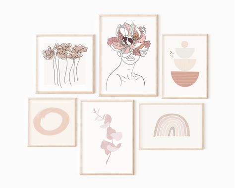 Excited to share the latest addition to my #etsy shop: Boho Gallery Wall, Earth Tone Wall Art, Fine Line Art Print, Blush Pink Wall Art, Burnt Orange Art, Eucalyptus Print, Boho Woman Art Print Collage Wall Prints Aesthetic Bedroom, Light Pink Posters Aesthetic, Aesthetic Room Decor Ideas For Teens, Light Pink Posters, Pink And Grey Room Decor, Cute Posters For Bedroom Printable, Light Pink Room Decor, Pink Posters For Room, Teen Bathroom Ideas