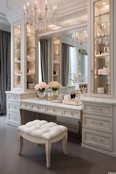 Luxury Glam Bedroom, Vanity Ideas Bedroom Modern Luxury, Makeup Nook, Cozy Coastal Living Room, Dream Closet Design, Luxury Closets Design, Bedroom Dressing Table, Condo Decor, Mansion Interior