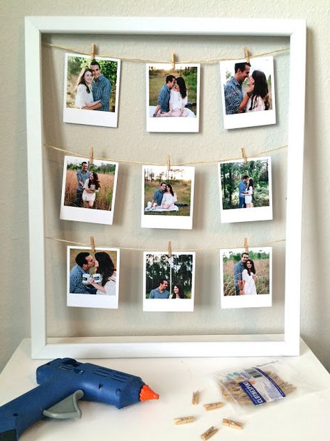 DIY: Clothesline Picture Frame                                                                                                                                                                                 More Diy Clothesline, Clothesline Pictures, Everyday Aesthetic, Diy Anniversary, Diy Picture Frames, בר מצווה, Picture Gifts, Diy Gifts For Boyfriend