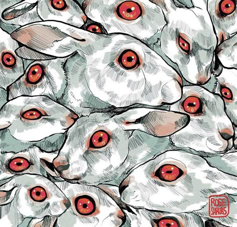 Watching Mamma Mia, Creepy Rabbit, Creepy Bunny, Commissions Art, Rabbit Drawing, Arte Peculiar, Watership Down, Rabbit Art, Bunny Art