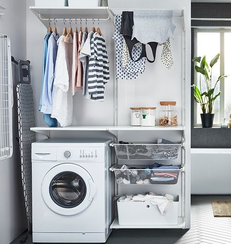 Ikea Laundry Room Ideas, Ikea Laundry Basket, Ikea Storage Baskets, Ikea Laundry, Utility Ideas, Ikea Shelving Unit, Pantry Utility, Ikea Laundry Room, Storage Laundry Room