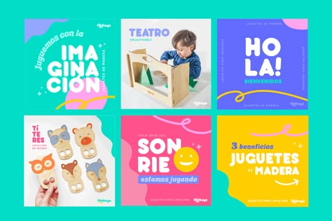 Kids Branding Design, Kids Graphic Design, Kids Social Media, Media Branding Design, Kids Toy Store, Motion Logo, Social Media Branding Design, Wooden Words, Hari Hari