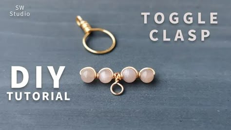 Toggle Clasp Diy, Wire Bracelet Clasp, Wire Clasps For Bracelets, Diy Bracelet Clasp, Wire Wrapped Clasps, Diy Jewelry Clasp, Clasps For Jewelry, Beaded Toggle Clasp, Wire Wrap Tutorial