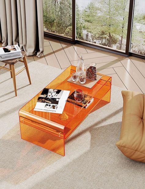 Solaround Acrylic Coffee Table for Living Room Clear Rectangle Lucite Table Funky Coffee Tables, Retro Coffee Tables, Lucite Table, Coffee Table For Living Room, Acrylic Coffee Table, Table For Living Room, Bedside Night Stands, Small Side Table, Small Sofa