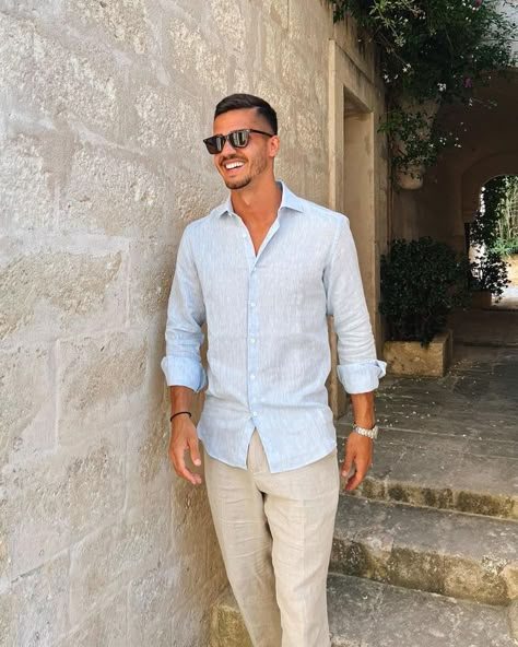 Destination Wedding Guest Outfit Men, Men Graduation Guest Outfit, Mens Summer Party Outfit, Men’s Hamptons Style, Casual Outfit For Wedding Men, Beach Proposal Outfits Men, Men’s Winery Outfit, Casual Men Outfits For Wedding, Hot Weather Wedding Guest Outfit Men