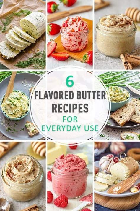 Homemade Flavored Butter, Flavored Butter Recipes, Butter Recipes Homemade, Diy Butter, Compound Butter Recipe, Herb Butter Recipe, Fancy Butter, Fresh Strawberry Recipes, Seasoned Butter