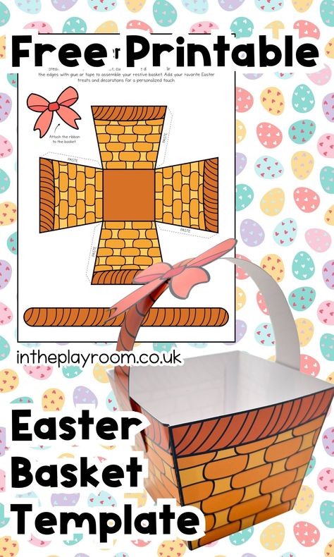 8 Cute DIY Easter Baskets with Free Printable Templates - In The Playroom Flower Basket Craft, Paper Basket Craft, Easter Basket Printable, Mother's Day Basket, Easter Basket Template, Paper Easter Basket, Easter Basket Themes, Printable Easter Activities, Easter Basket Crafts